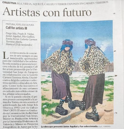 HERALDO DE ARAGÓN - Artistas con futuro III Call for artist en Galería de arte Carmen Terreros y Universidad San Jorge