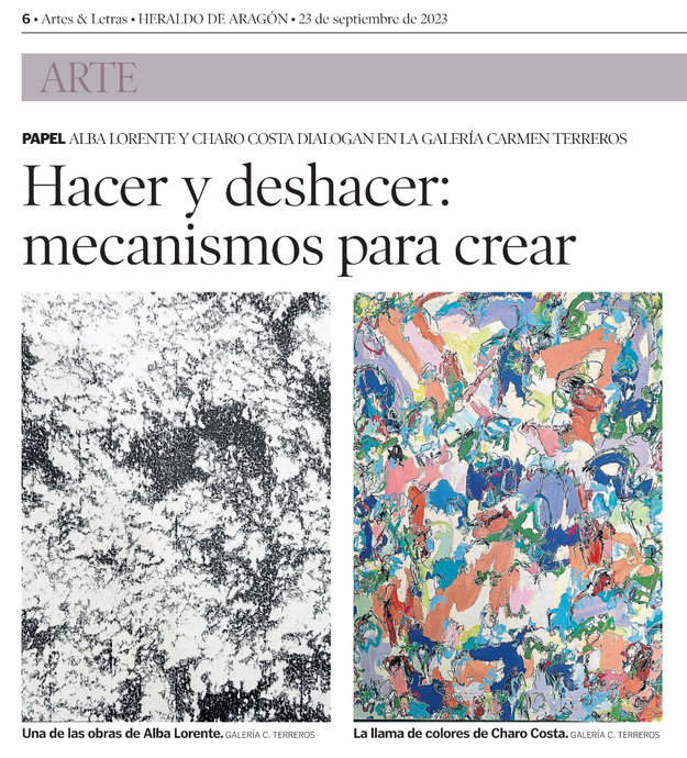 HERALDO DE ARAGÓN - Galería de arte Carmen Terreros con artículo de la exposición conjunta de las artistas Alba Lorente y Charo Costa