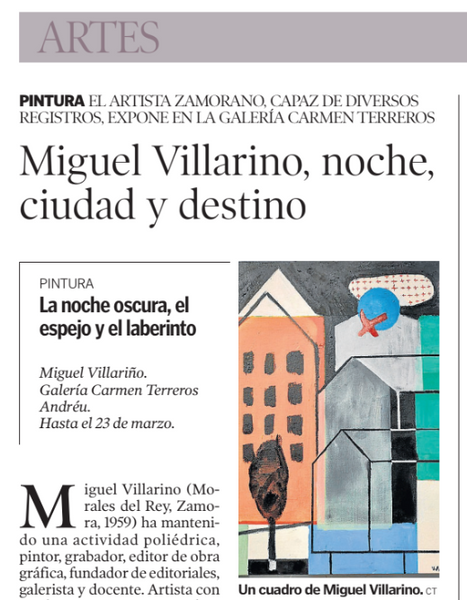 HERALDO DE ARAGÓN - Miguel Villarino, noche, ciudad y destino. En Galería de arte Carmen Terreros