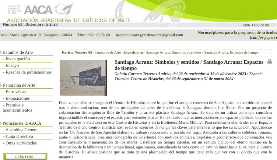 AACA - Santiago Arranz: Símbolos y sentidos, Galería de Arte Carmen Terreros, Zaragoza