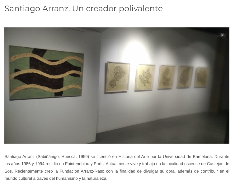 ARTE POR EXCELENCIAS - Santiago Arranz. Un creador polivalente , en Galería de arte Carmen Terreros de Zaragoza