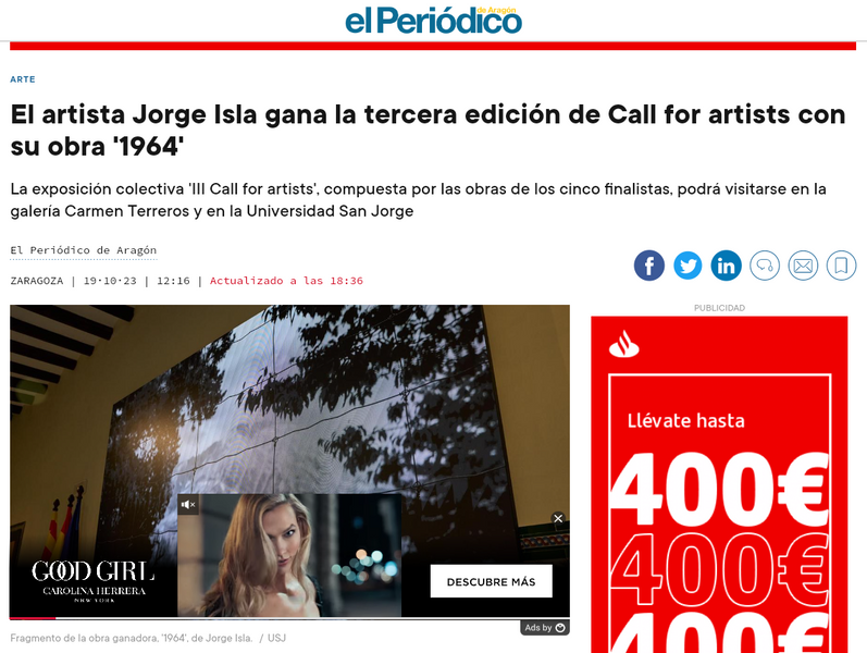El Periódico de Aragón - El artista Jorge Isla gana la tercera edición de Call for artists con su obra '1964'