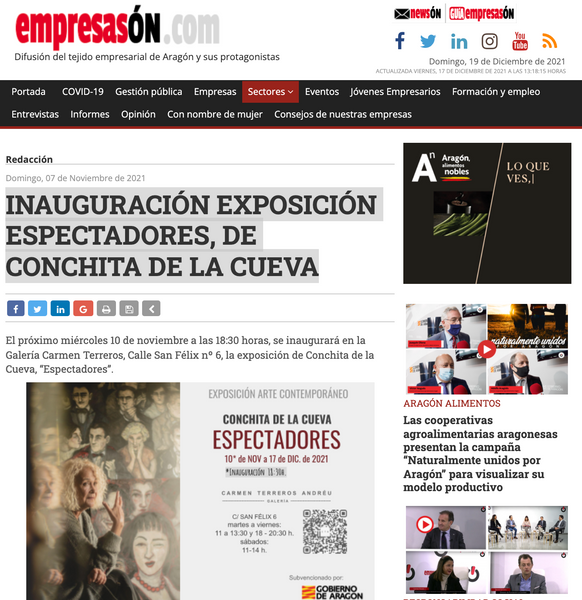 EMPRESASON - "Espectadores", nueva exposición en la galería de arte Carmen Terreros en Zaragoza
