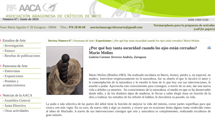 AACA - ¿Por qué hay tanta oscuridad cuando los ojos están cerrados? Mario Molins en Galería Carmen Terreros Andréu, Zaragoza, Galería de Arte Carmen Terreros, Zaragoza