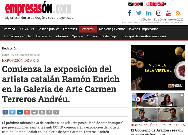 EMPRESASON - Comienza la exposición del artista catalán Ramón Enrich en la Galería de Arte Carmen Terreros Andréu.